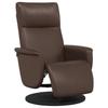 Folding Armchair With Footrest, Brown, Faux Leather
