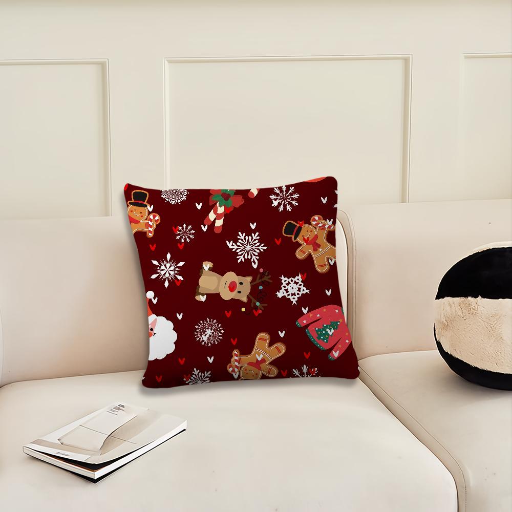 Christmas Cartoon Gingerbread Man Cushion Cover Pillow Cover Decoration Room Home Sofa Living Office Car Nordic Simplicity