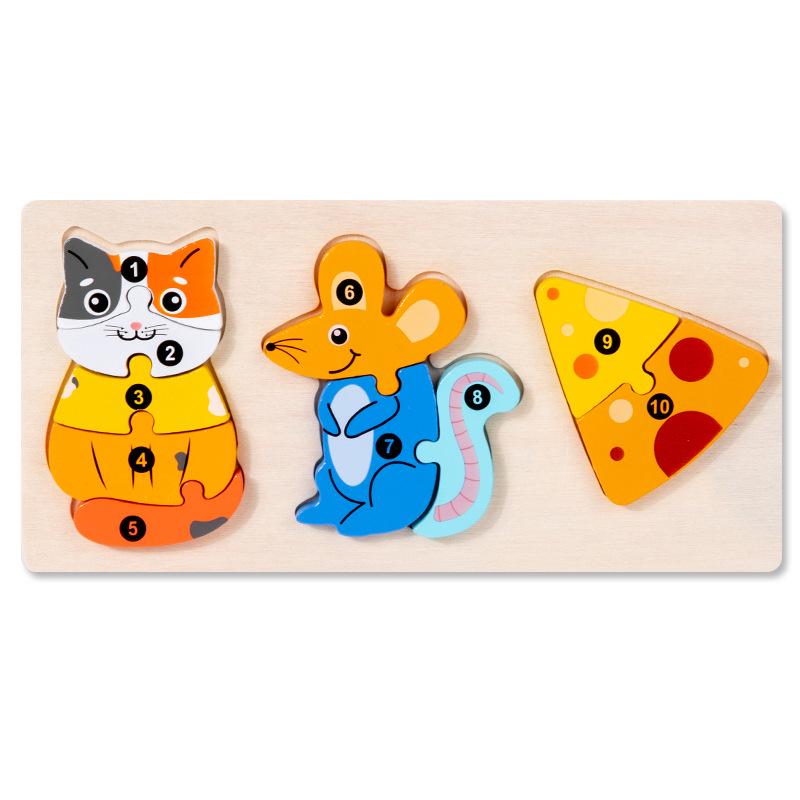Cross-Border Animal Insect 3D Puzzle Building Blocks – Wooden Educational Toys for Kindergarten