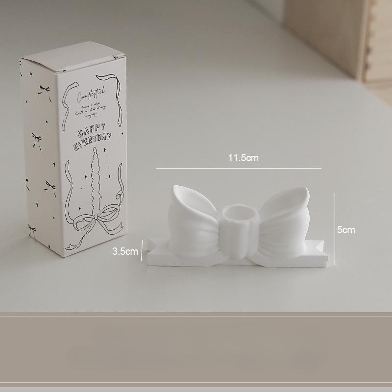 

Gypsum Bow Candle Holder Long Candle Candlestick Wedding Birthday Candlestick Party Home Decoration Photo Props белый
