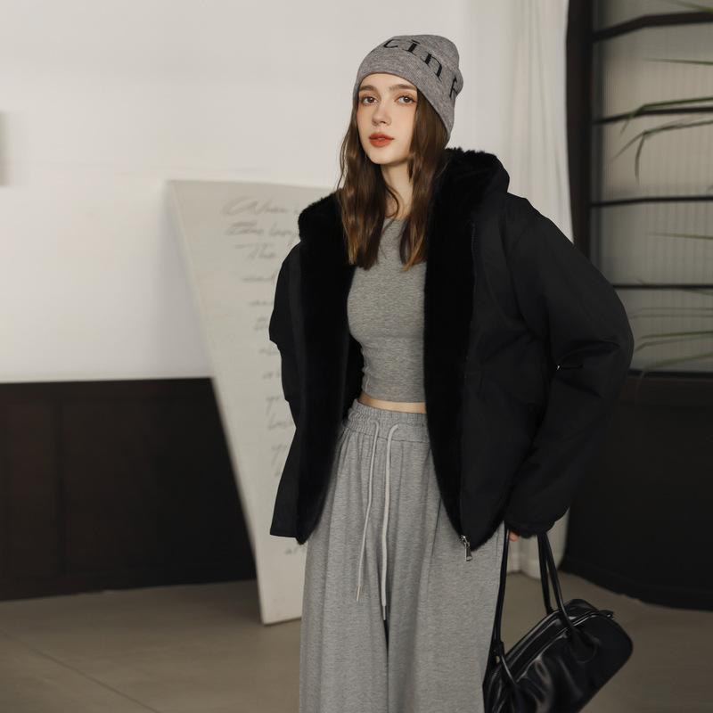 

Новый стиль и модное двустороннее корейское хлопковое пальто с капюшоном и хлопковое пальто для женщин XXL