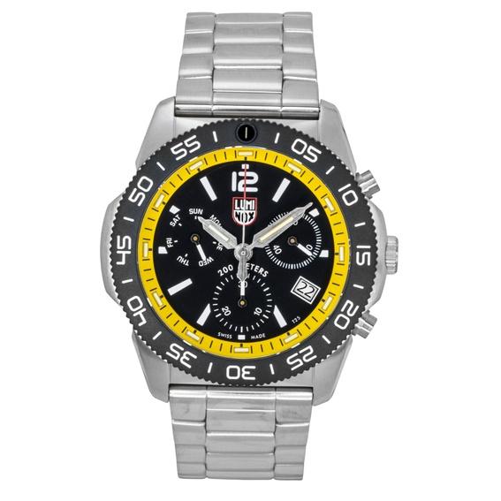 Luminox Pacific Diver Chronograaf Roestvrij Staal Zwarte Wijzerplaat Kwarts Duikershorloge XS.3145.M 200M Herenhorloge zwart