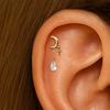 18K Gold S925 Sterling Silver Single Flat Back Piercing Earring Moon Star Tassel  Eye Blue Crystal Four Point Star Design