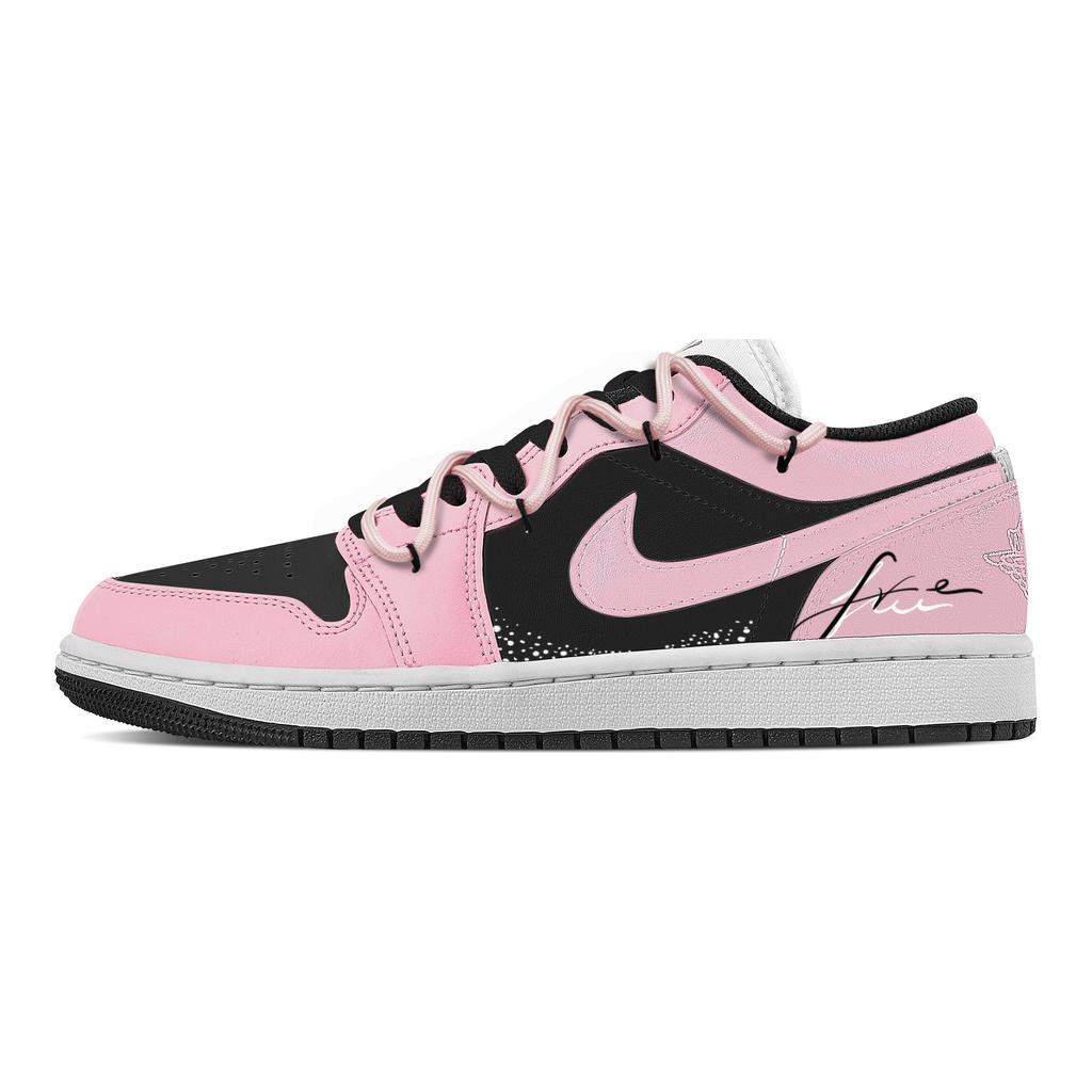 Jordan Air Jordan 1 Abrasion Resistant Low Top Vintage Basketball Shoes Women's Black Pink DC0774-101(Team773-)