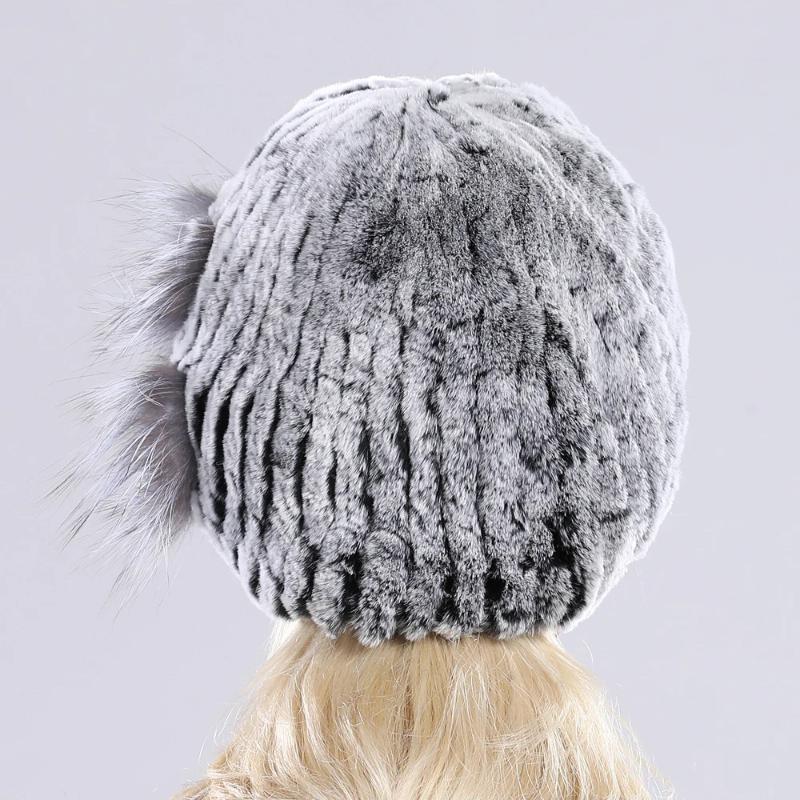 New Knitted Rex Rabbit Fur Hat For Women Winter Warm Natural Fur Hats Thick Outdoor Girl Fashion Real Rex Rabbit Fur Caps