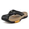 Fashion Genuine Leather Men Flip-flops Cool Beach Summer Shoes Anti-collision Toe Male Slippers Leisure Walk Non-Slip Non-Slip Half Drag