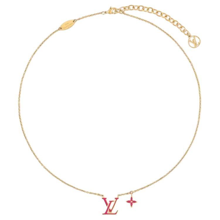 Louis Vuitton Iconic Enamel Letter Pendant Design Necklace Women Necklace Rose M01094