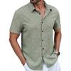 Summer New Men's Solid Color Lapel Short Sleeve Loose Breathable Business Casual Shirt