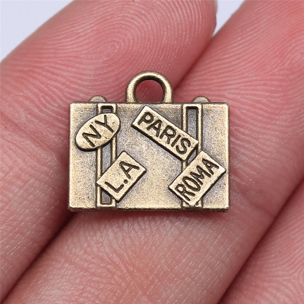 10pcs Vintage Bronze Color Travel Journey Aircraft Passport Trunk Charms Jewelry Making For Necklace Bracelet Keychain Making
