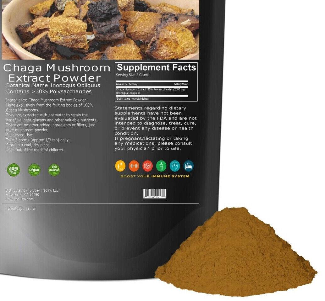 Порошок гриба чага без ГМО, 3,53 унции чистого экстракта