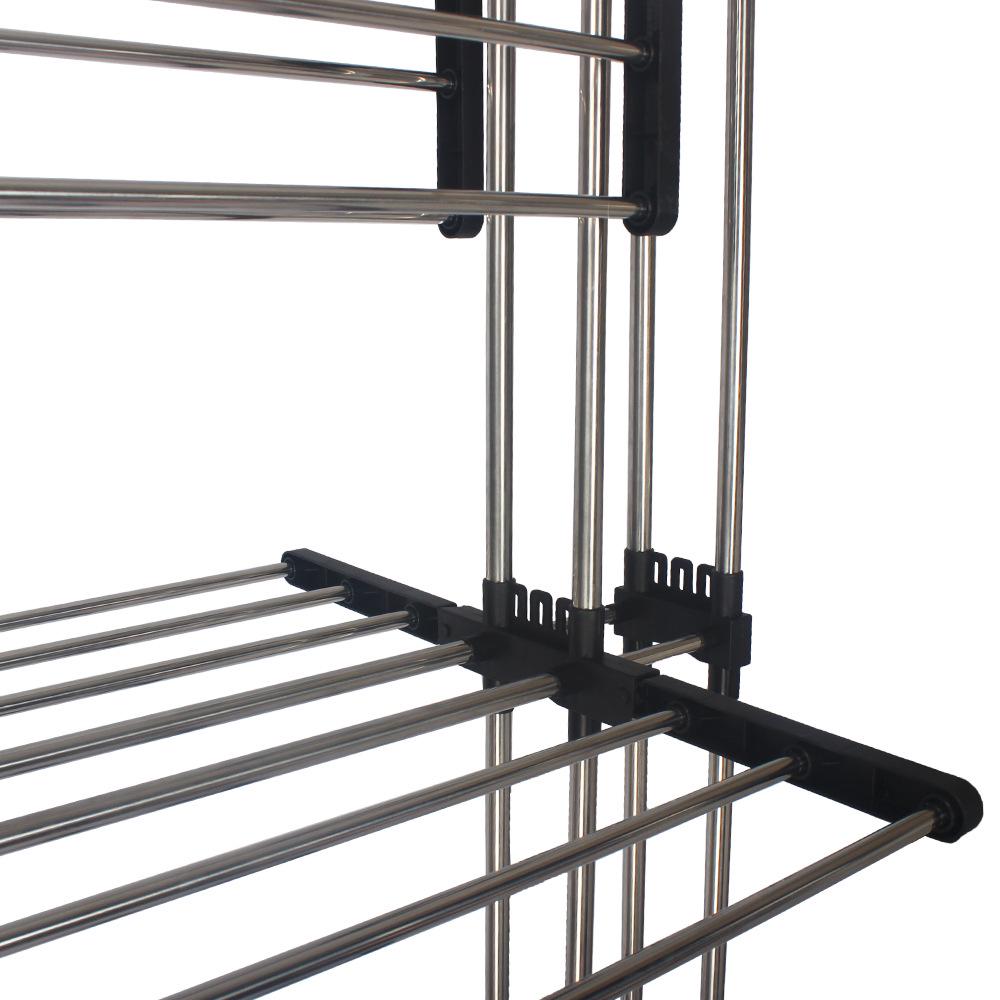 Multi-Functional Wing-Shaped Folding Clothes & Diaper Drying Rack - Mobile Stainless Steel Floor Rack