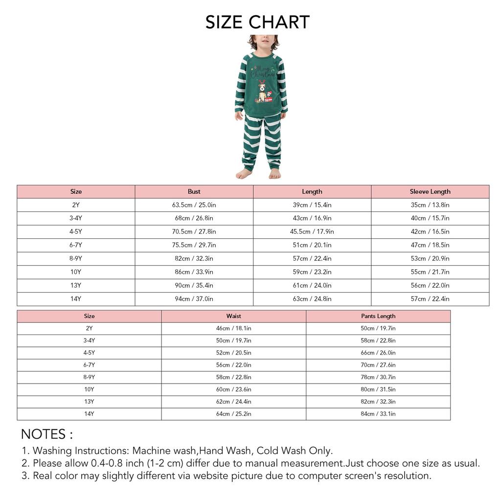 Christmas Family Matching Pajamas Set Cartoon Print Striped Long Sleeve Sleepwear for Men Women Children Family Pajamas