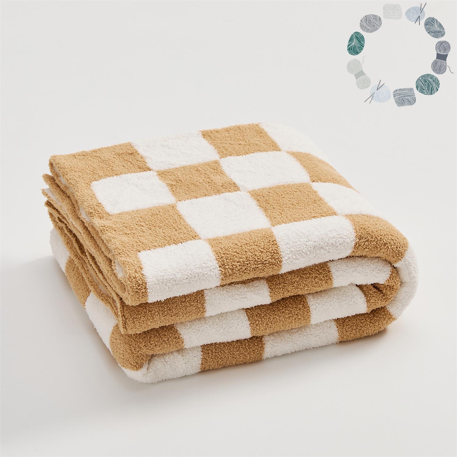 

Retro Checkered Velvet Knitted Throw Blanket 70x100 CM