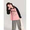 Korean Style Children's Clothing Girls' Cotton Cartoon Print Long sleeves Shirt Spring New Medium and Large Youth Bottoming Shirt