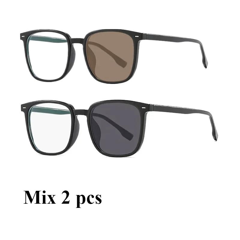 

2 шт. фотохромные очки для близорукости от 0 до -4,0, нейтральные очки фотохромные серые/бежевые анти-синий свет пластиковая оправа компьютерные очки -6.0