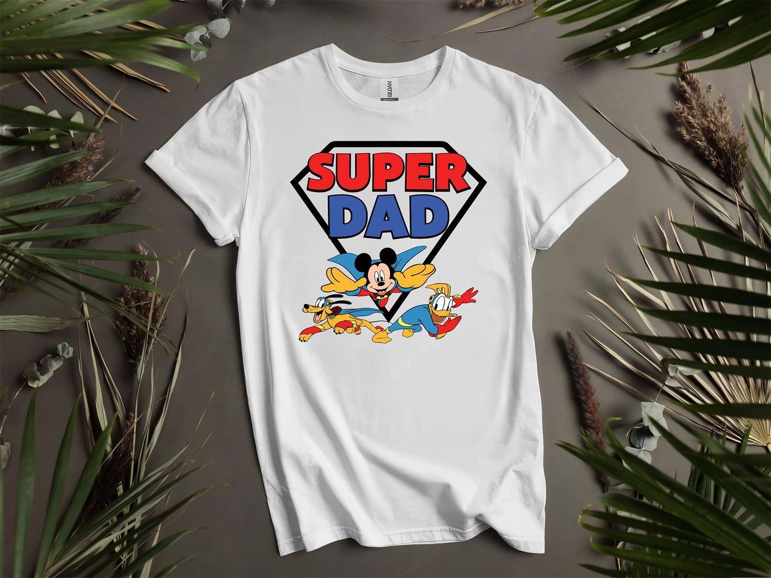 Super Dad Mickey Donald Pluto T-Shirt Mens Womens Tees Top T Shirt Mens Womens Tees Top Men Women Unisex Tshirt L41 4XL