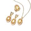 Retro Fashion Atmospheric Gem Necklace Earrings Set Jewelry Four-Piece Set