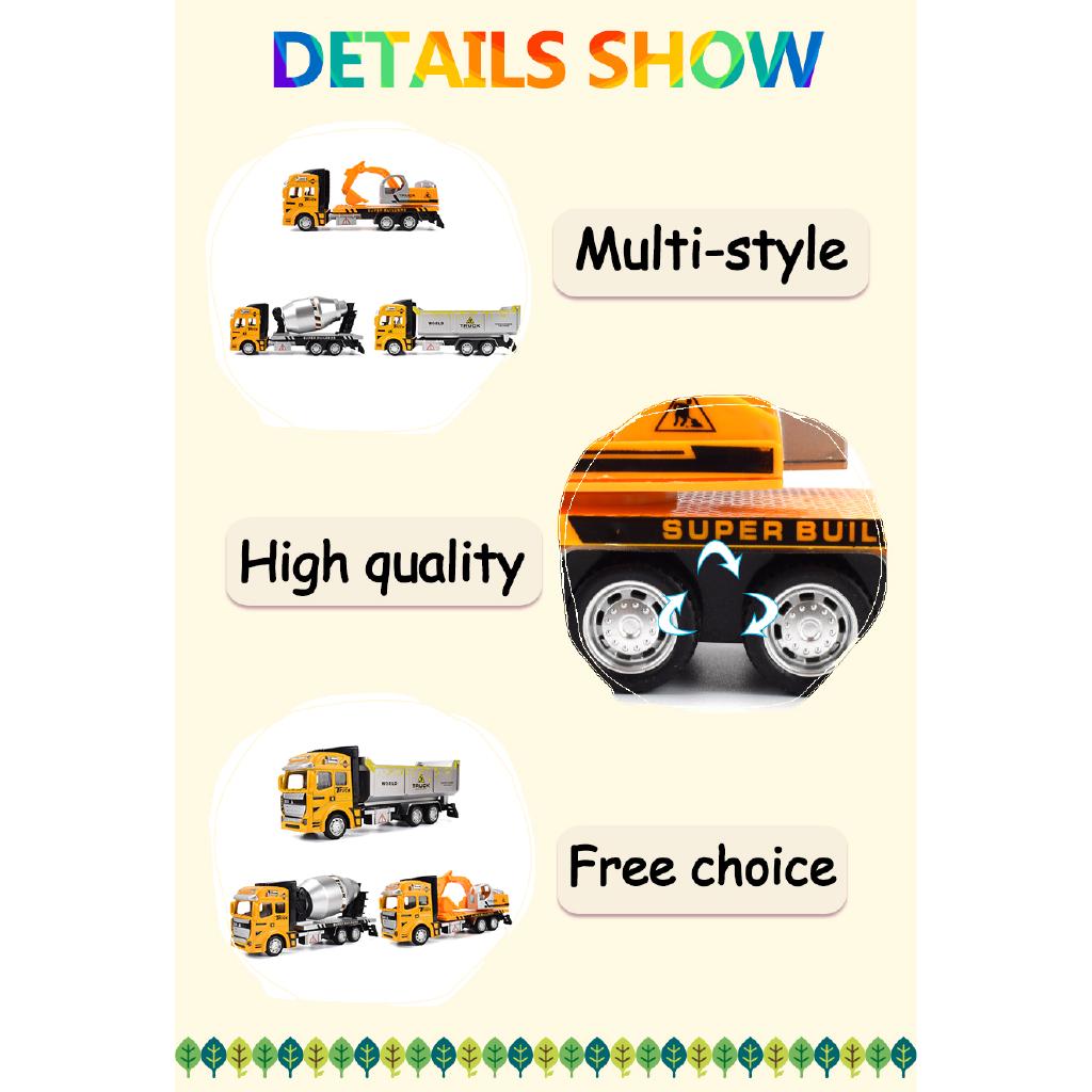 Truck Alloy Diecast Car Model Pull Back Car Toys Carrier Vehicles Construction Excavator Engineering Car Toys for Kids Boys Gift