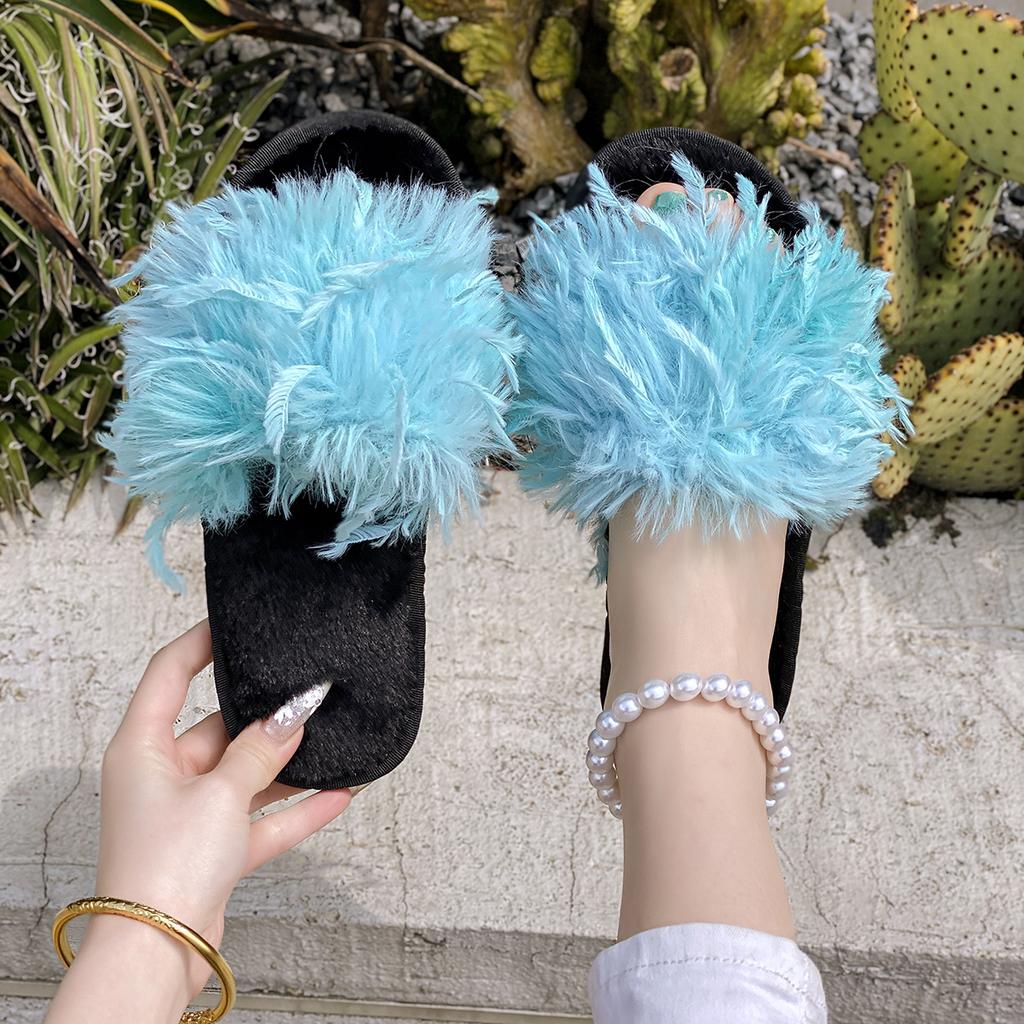 Fashion Women Slippers Warm Slides Casual Flat Low Heels Shoes for Women Solid Fur Short Plush Women Shoes Plus Size