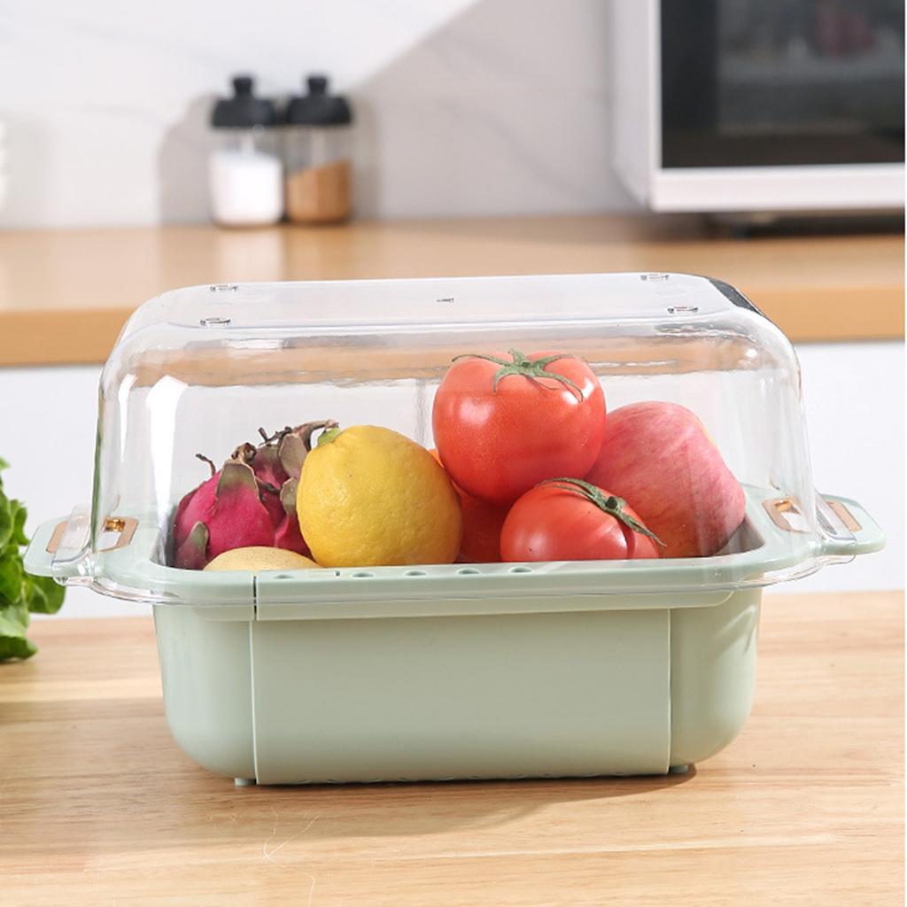 Extendable Over Sink Colander Double Layers Retractable Drainer Basket for Home Kitchen