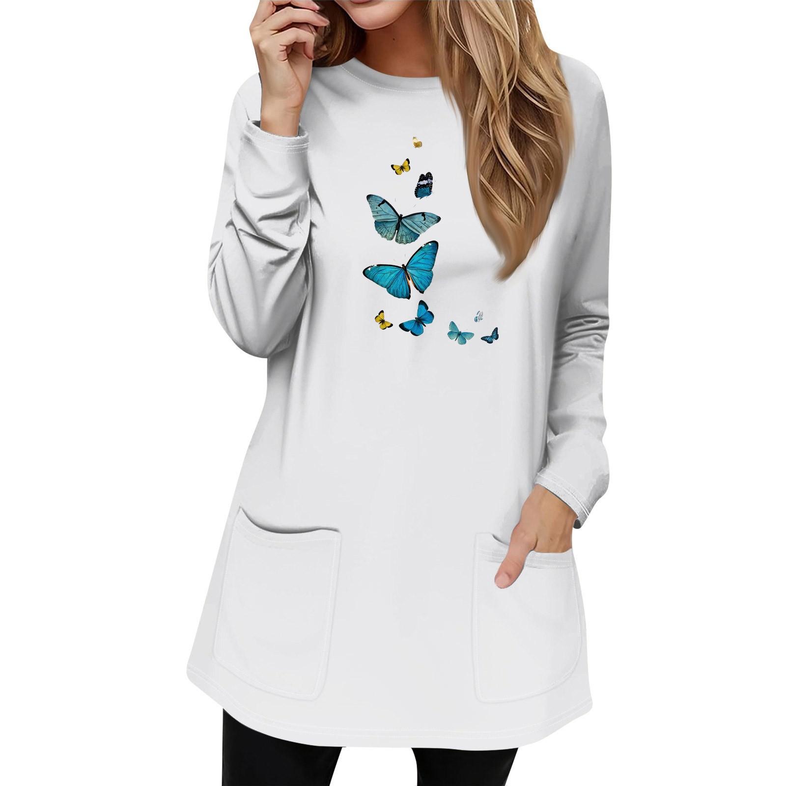 

Женская толстовка, пуловер, спортивная одежда, карман, принт, повседневный топ с круглым вырезом и длинными рукавами XXXL белый