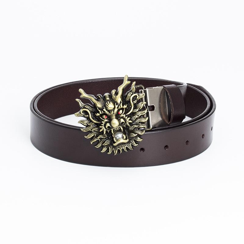 Personalized Men's Cowhide Belt Chinese Dragon Spot Punk Fashion Motorcycle Rider Belt