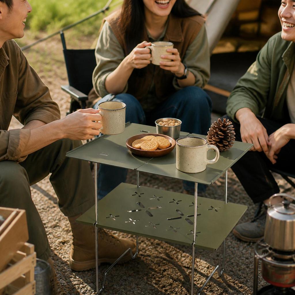 Two-Tier Folding Table Collapsible for Picnics