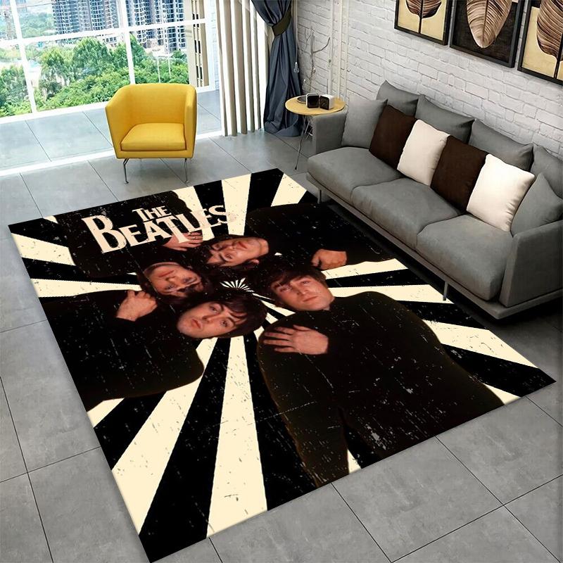The B-Beatles Rock Band Star Carpet Rug for Playroom Bedroom Living Room Sofa Home Decor,kid Game Area Rug Non-slip Floor Mat