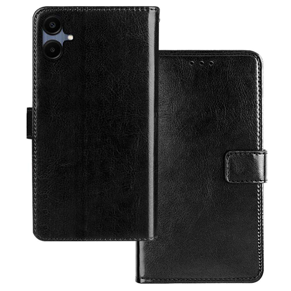 

IDEWEI For Samsung Galaxy A06 4G Case Card Slots Holder Leather Phone Cover Crazy Horse Texture Black