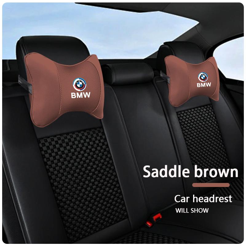 High-quality Leather Car Seat Headrest Memory Foam Comfort Pillow Auto Interior For BMW 50th Anniversary E46 E53 E93 X5 E92 E91