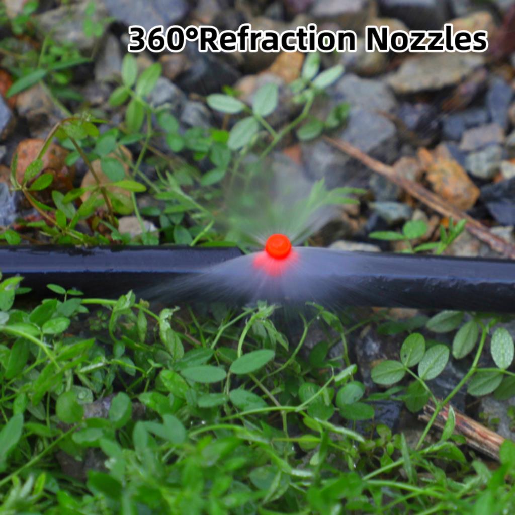 Refraction Nozzle and Spiked Holder Kit 90/180/360 Degree Spraying Head for Garden Lawn Drip Irrigation Micro-Spraying 20/100Pcs