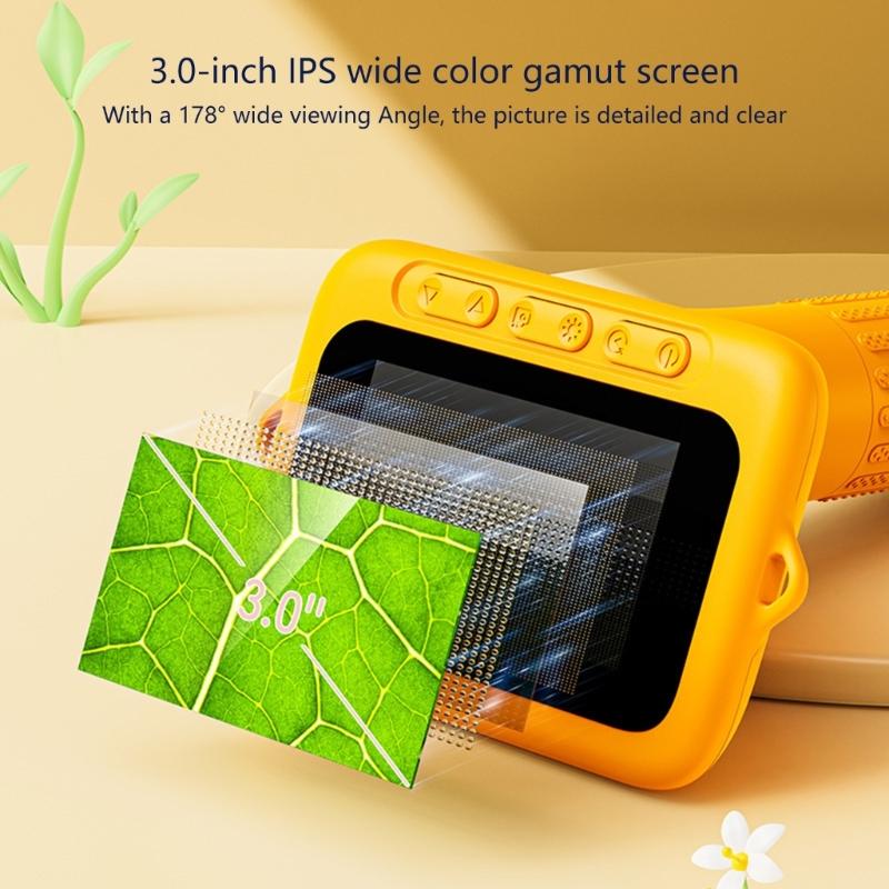 Children Portable Microscope 3inch Display 1000X Zooming Builts In Photo Video Camera Learning Gift for Boys Girls