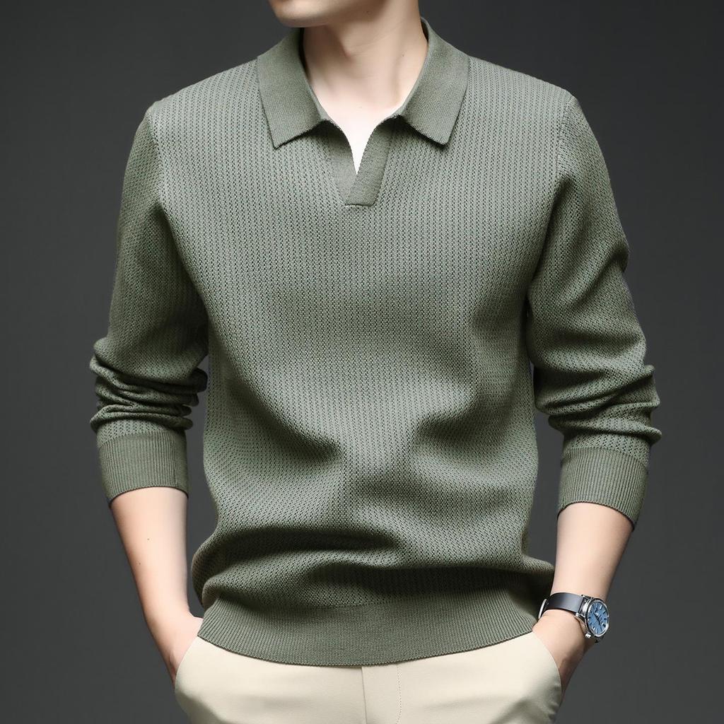 Men's V-Neck Knit Sweater - Autumn/Winter Korean Style, Youthful, Comfortable, Loose Fit Polo Top