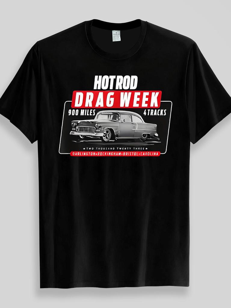 Hot Rod Drag Week 2023 Vintage Car Racing Theme Tshirt Graphic Short Sleeve Unisexs Tshirts For Summer Unisex Allseason