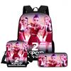 Large Capacity Schoolbag with Shoulder Strap; Student Three-piece Pencil Case Set