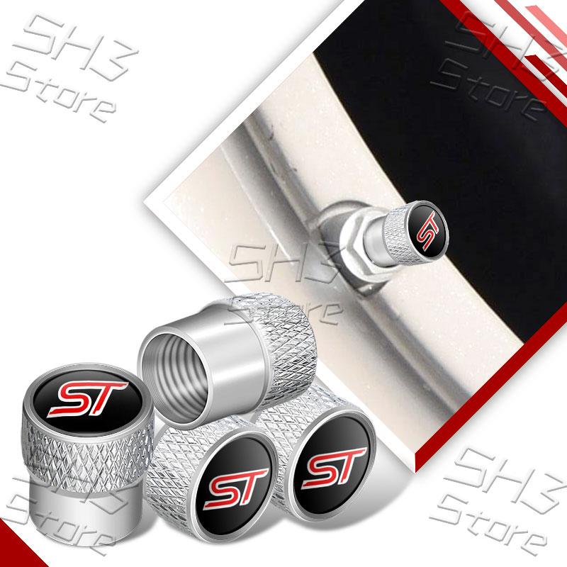 4Pcs ST Badge Car Wheel Tire Valve Caps Tyre Air Stem Airdust Waterproof Covers For Ford Focus MK2 MK3 MK4 Fiesta Kuga Mondeo