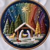Nativity Scene Embroidery Craft Set Includes Adjustable Hoop Metal Needle Scissors for Holiday Crafting Projects