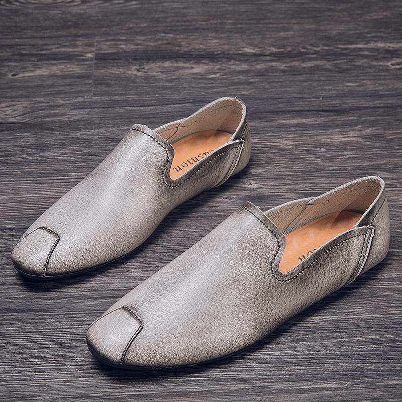 Herren Freizeitschuhe aus echtem Leder Slipper Herren Loafer Handgefertigt Mokassins Elegant Herren Fahrschuhe Freizeitspaziergang Boot Schuhe