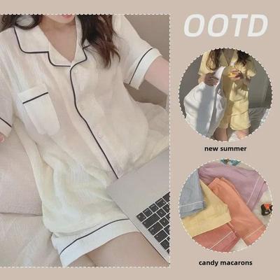 Sweet Summer Girls' Cotton Pajamas: Short-Sleeved Japanese Korean Style for Students