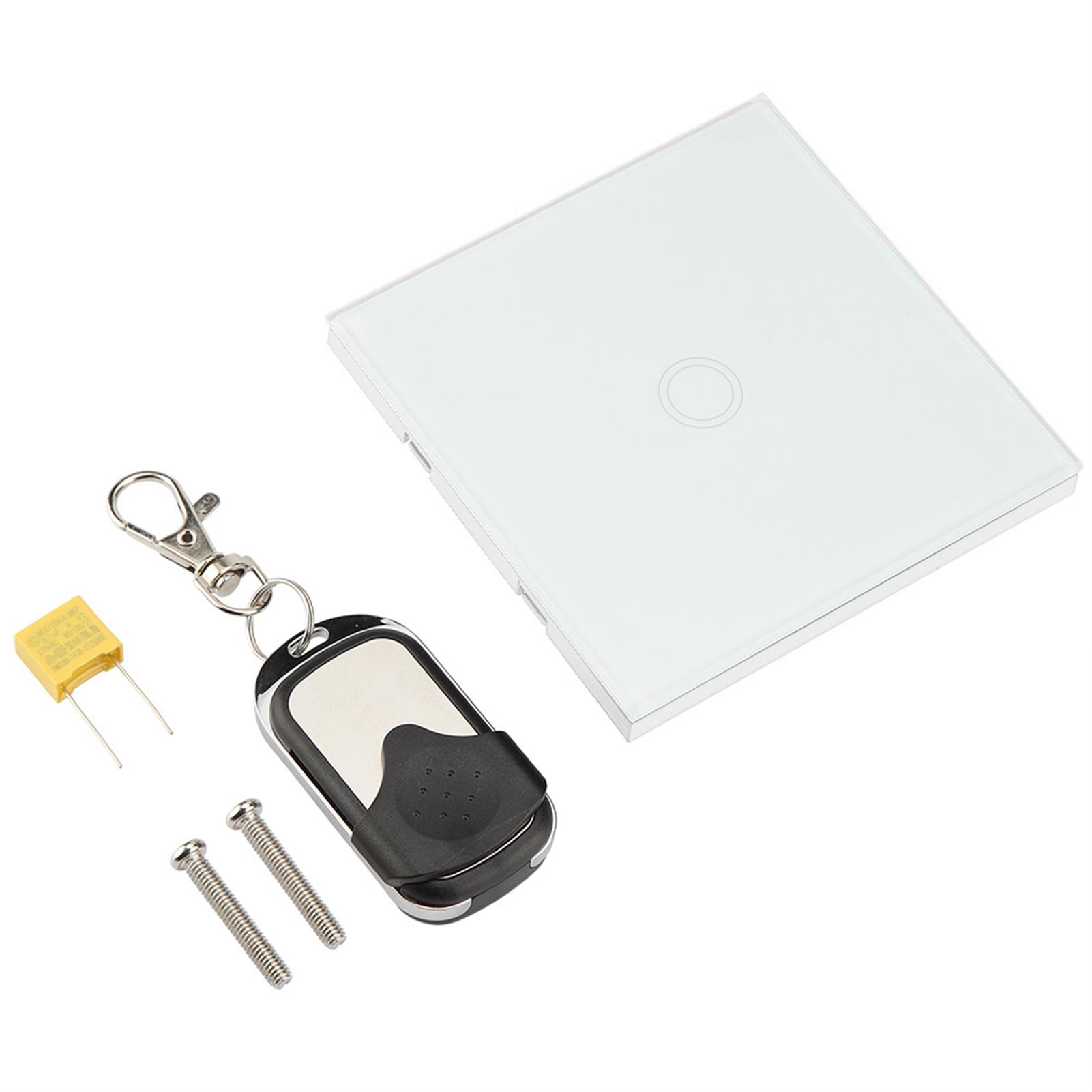 1 Way Tempered Glass Panel Smart Touch   with Wireless Remote Control (White)