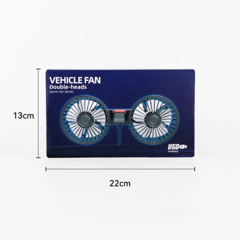 Car Dual Head Fan Rear Seat 12V 24V USB Strong Airflow Small Silent Fan