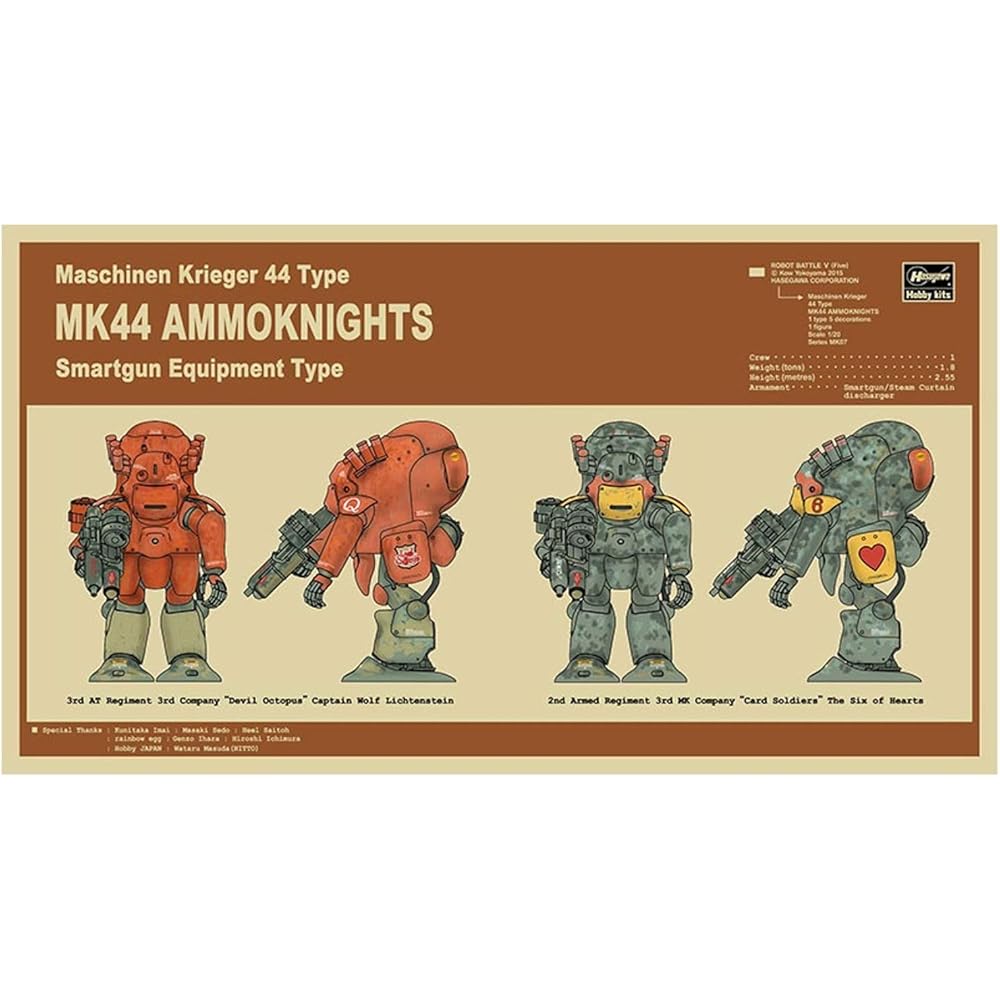 Hasegawa Maschinen Krieger MK44 Moon Surface Heavy Armor Combat Suit with Smart Gun 1/20 Scale Plastic Model Kit