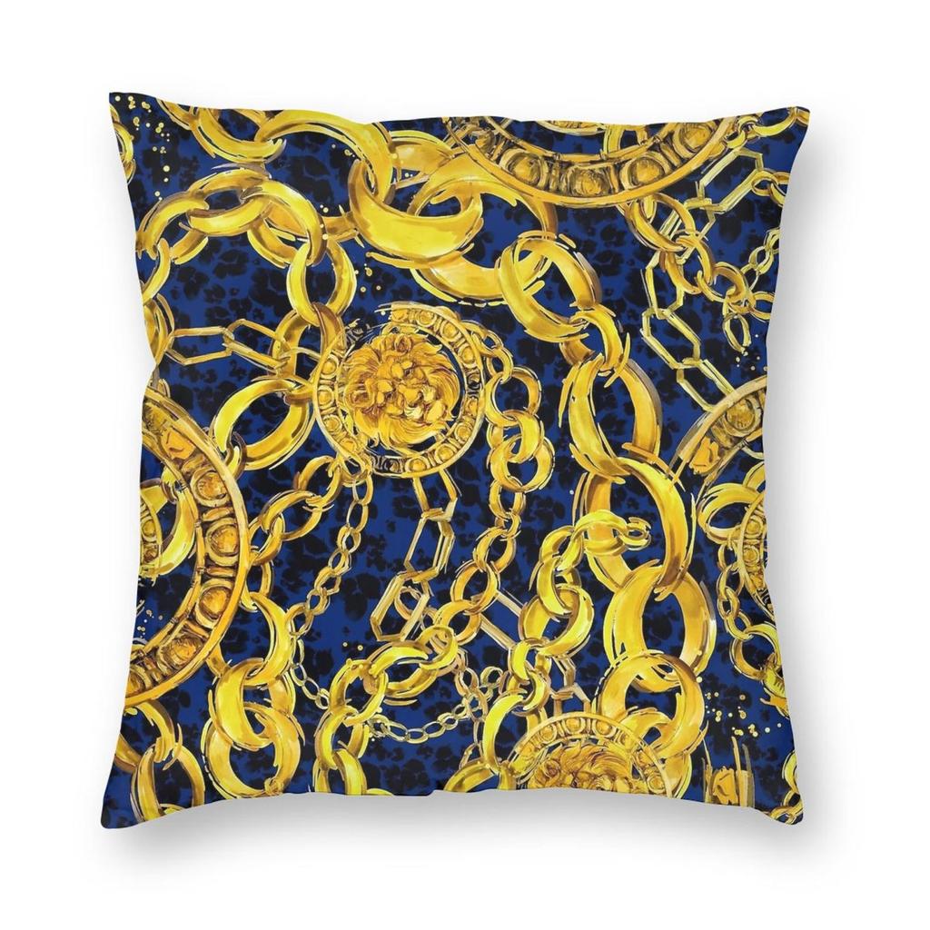 Golden Lion Damask Ornament Pillowcase Printing Cushion Cover Decorations Baroque Throw Pillow Case Cover Home Zippered 45*45cm