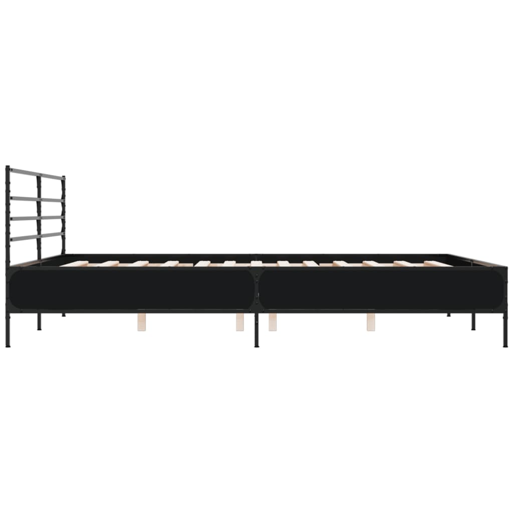 Bed Frame Black 180x200 cm Particleboard and Metal