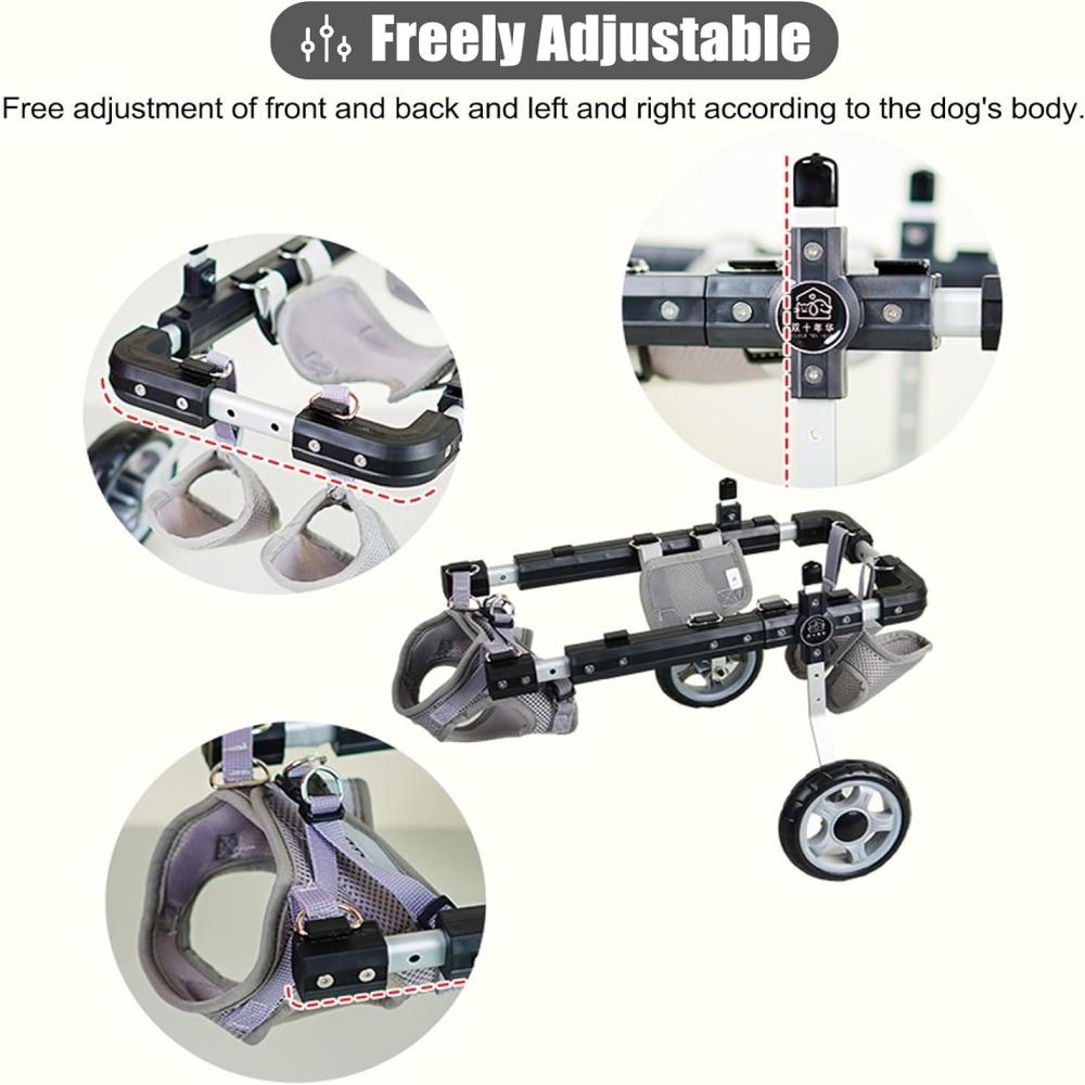 Bakbensrullestol for hunder og katter Justerbar rullator for funksjonshemmede kjæledyr med bakbenstøtte og hoftestøtte