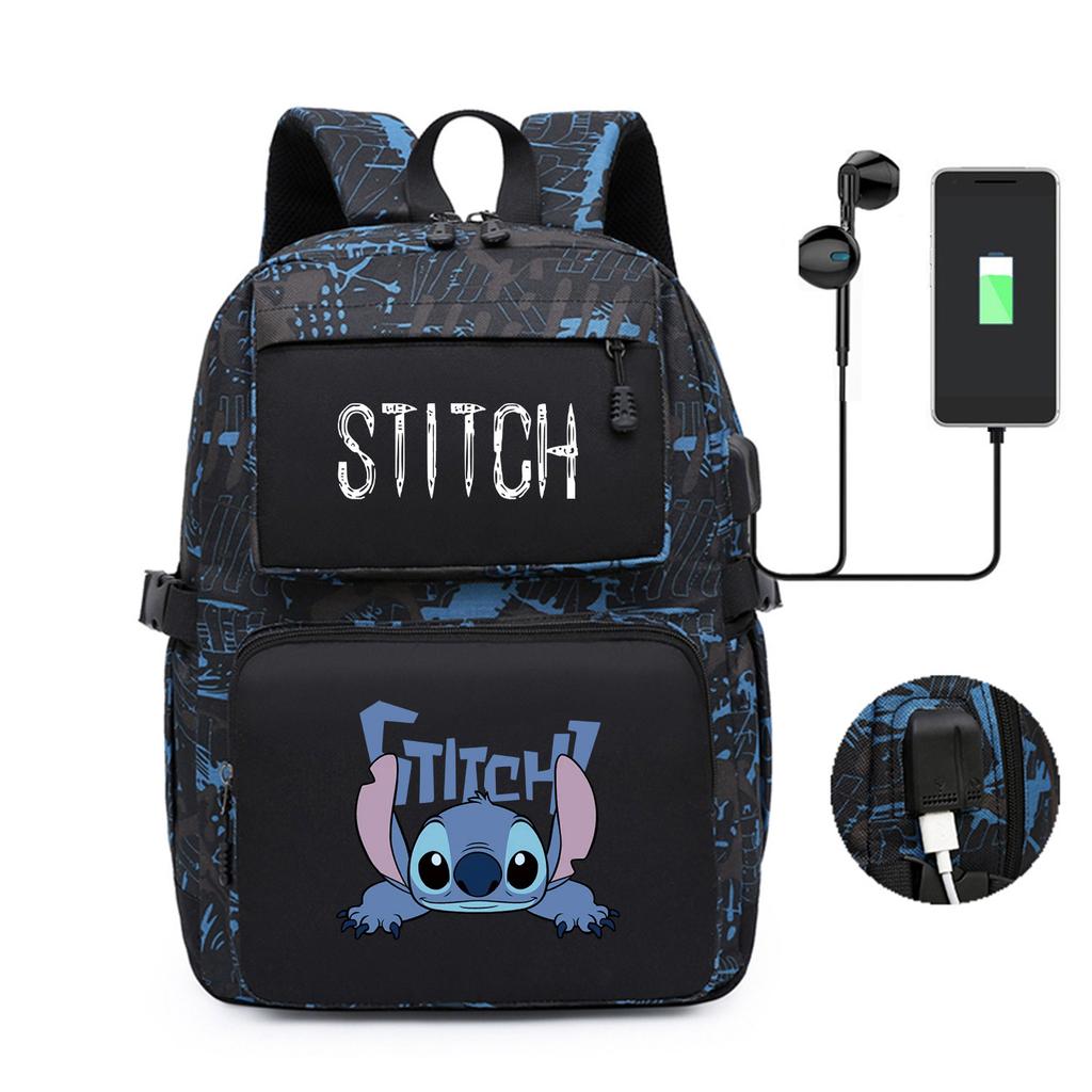 Peripheral Printed Backpack, Large-Capacity Student Schoolbag Usb Computer Bag For Men And Women