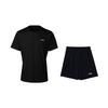 Li Ning Fashion Breathable Short Sleeve T-Shirt Comfortable Casual Sports Suit Men Tops Black W833-1+V236-1