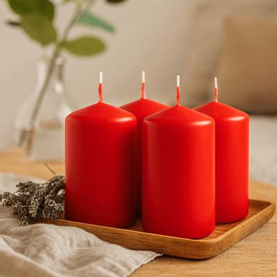 Bougies pilier Lot de 4 Rouge 40x80mm