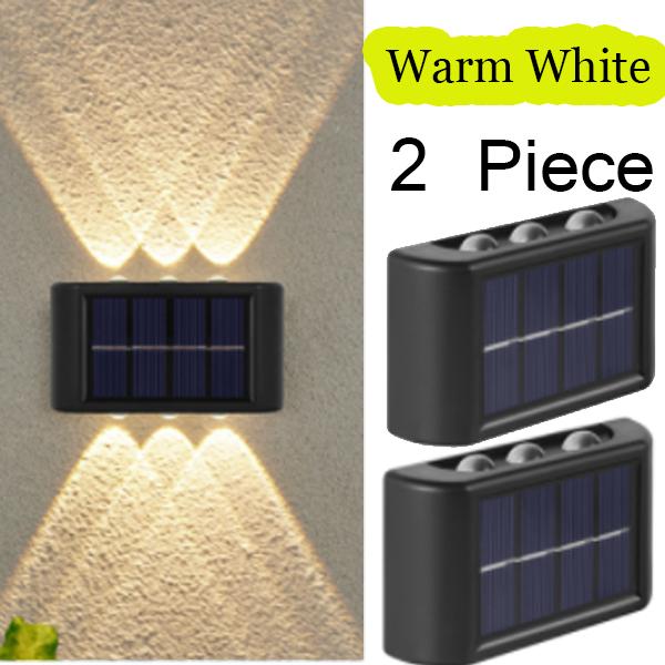 Solar Outdoor Wall Lights Led Wall Lamp Lighting External Wall Sconce Powerful White Warm White 6 led Wall Light 2PCS