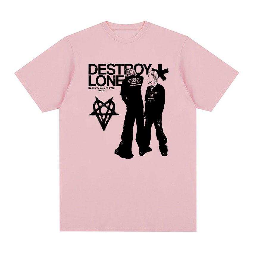 Rapper Playboi Carti Destroy Lonely Graphic T-Shirt Men's Fashion Harajuku Retro T Shirts Hip Hop Gothic Clothing Oversized Tees